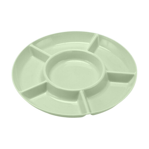 Wheat Straw Candy Tray Round Green 6-Compartment