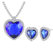 Jacenvly crystal earrings and necklace set for women