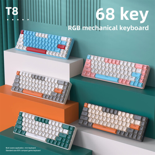 Jacenvly 68-key mechanical keyboard with blue switches and