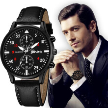 Jacenvly men's leather military watch brown 1 piece