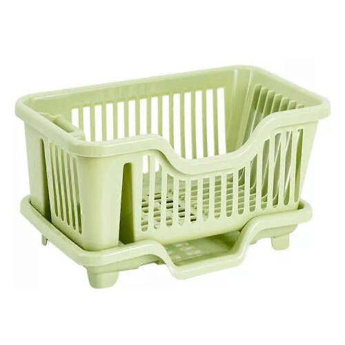 (Green) Double Layer Kitchen Dishes & Utensils Drying Organizer Rack, Dish Drying Rack
