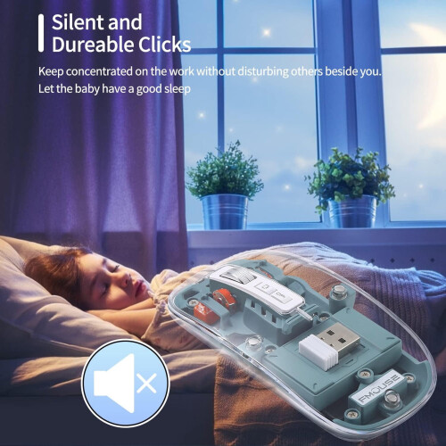 Wireless Bluetooth Transparent Mouse with Bass 2