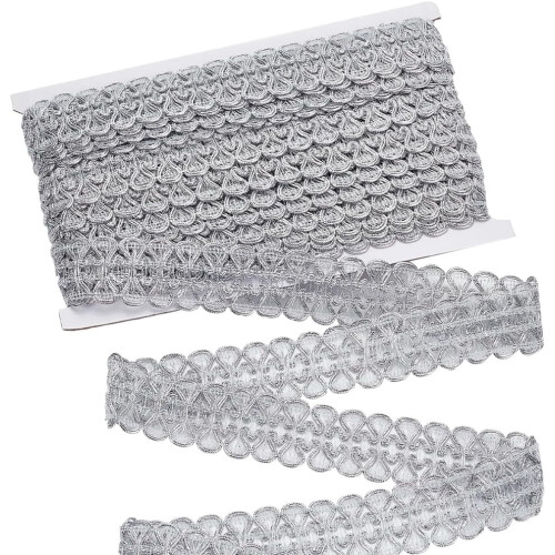 Metallic Gimp Braid Lace Trim 13 Yards Silver