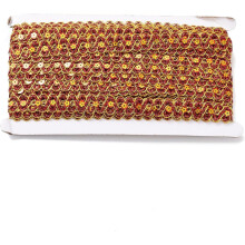 Red gold sequin lace ribbon 3/4 inch 14.2 yards
