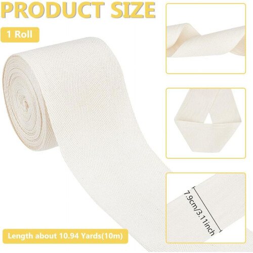 Ταινία Twill από βαμβάκι ψαροκόκαλο 10,9 γιάρδες, αντίκα λευκό, ταινία Twill πλάτους 3-1/8 1