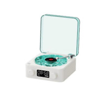 (Sea Salt White) Lumena Lamp Record Player, Waves Vinyl Bluetooth Speaker with 4 Modes Adjustable
