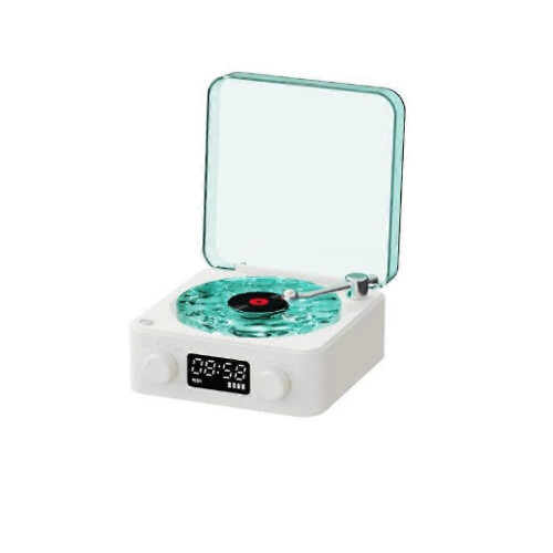 (Sea Salt White) Lumena Lamp Record Player, Waves Vinyl Bluetooth Speaker with 4 Modes Adjustable
