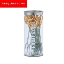 (B, Green 18PCS) Gold Plated Light Luxury Fruit Sign Household Creative Thickened Dessert Cake Fork Portable Storage Cans Fruit Fork Reusable