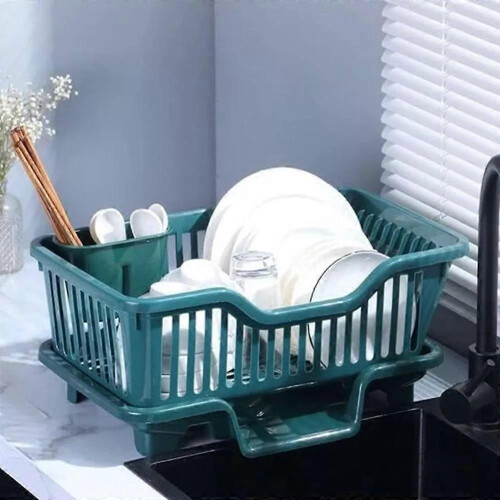 (White) Double Layer Kitchen Dishes & Utensils Drying Organizer Rack, Dish Drying Rack 2