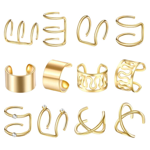 Limei leaf star ear cuff set 12 pcs minimalist no-piercing 2