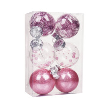 Christmas Ball Ornaments Blue Shatterproof Plastic 6 Pack