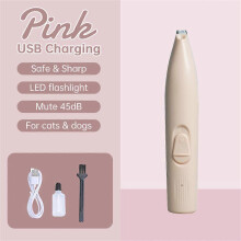 (Rechargeable with LED, pink) Electric Dog Paw Trimmer Pet Grooming Clipper Paw Pads Clippers Cat Hair Clipper