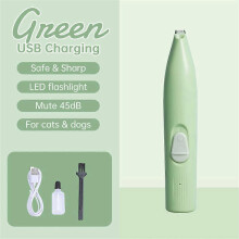 (Rechargeable with LED, green) Electric Dog Paw Trimmer Pet Grooming Clipper Paw Pads Clippers Cat Hair Clipper