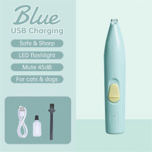 (Rechargeable with LED, blue) Electric Dog Paw Trimmer Pet Grooming Clipper Paw Pads Clippers Cat Hair Clipper