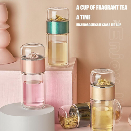 Infusifie tea infuser bottle 350ml double-layer glass