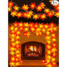 Maple Leaves Garland 20ft with 40 LED Lights