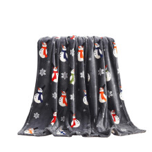 Christmas Sherpa Throw Blanket Snowman Pattern Grey