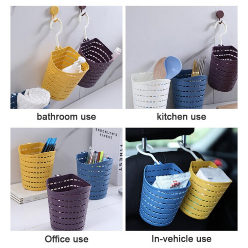 White Plastic Hanging Storage Basket for Bathroom Kitchen 1