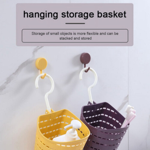 White Plastic Hanging Storage Basket for Bathroom Kitchen 2