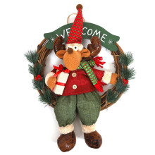 Christmas wreath rattan door sign 30 cm
