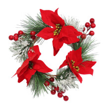 Christmas candle rings faux flower 8 inch gold