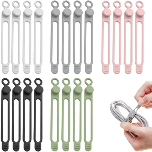 Silicone Cable Ties Reusable Elastic Wire Organizer 20 Pcs