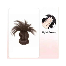 (Light Brown) Clip-On Feathered Bun Wig, Hgyugrf Messy Bun Hair Piece, Messy Bun Clip in Hair