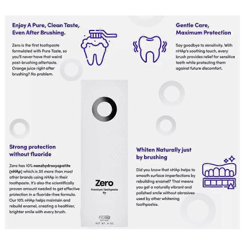 (1pc) 1-3pcs Zero Toothpaste 10% Nano-Hydroxyapatite for Advanced Enamel Protection 1