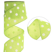 Polka Dot Ribbon Imitation Linen 25mm x 3m