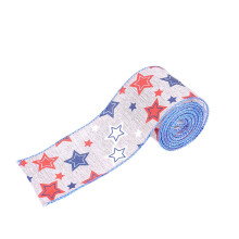 Independence Day burlap ribbon flag bow 2.5" x 10 yards