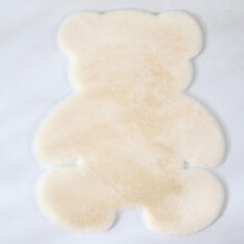 Faux Fur Area Rug Bear Shape Plush Beige 48x72 in