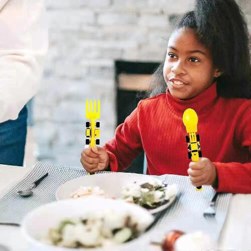 (Fork set) Children's car tableware bulldozer excavator shovel fork children's tableware set 2