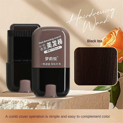 (Black Tea) Portable Hair Color Stick with Built-In Comb - Quick and Easy Coverage!