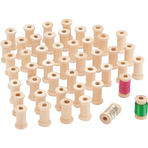 Wooden Spools Empty Bobbins 0.67 Inch 50 pcs