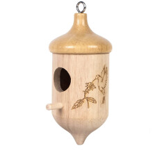 Wooden Hummingbird House with Rope, Outdoor Nest