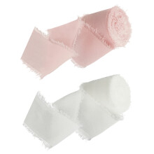 Hand-torn raw edge ribbon polyester craft ribbon 2 rolls