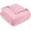 Light Pink Fleece Throw Blanket, Waffle Texture, 50x60 2