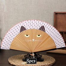 (set4 5pcs) Spray Painting Totoro Fan Cartoon Cat Chinese Lovely Kitty Fan Fashionable Japan Style Hand Fans Folding Women Girls Show