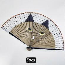 (set1 5pcs) Spray Painting Totoro Fan Cartoon Cat Chinese Lovely Kitty Fan Fashionable Japan Style Hand Fans Folding Women Girls Show