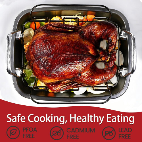 Nonstick Roasting Pan with Rack 17.2x13.5 Inch 1