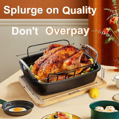 Nonstick Roasting Pan with Rack 17.2x13.5 Inch 2
