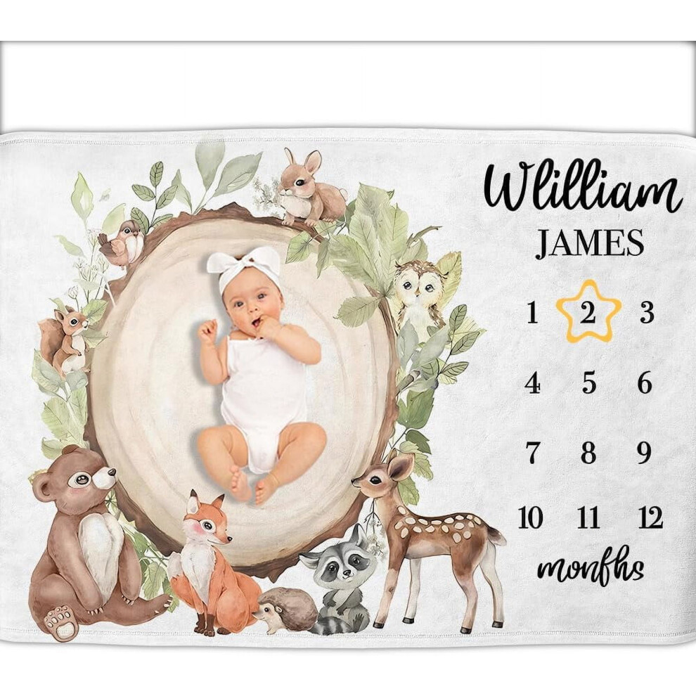 Personalized Baby Name Blanket 30x40 inch with Milestone