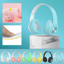 Jacenvly Bluetooth headphones wireless foldable with LED