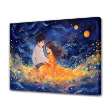 Young Couple Dancing Night Sky Canvas Poster 20x30cm