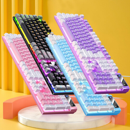 Jacenvly Mechanical Keyboard USB Wired Ergonomic Ultra-Slim