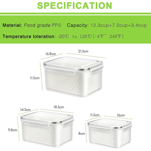 Fridge Produce Storage Containers 3 Pack 2