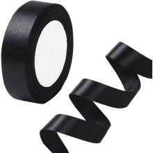 Black polyester satin ribbon 1 inch x 25 yards