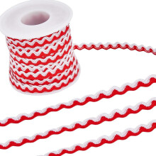 Wave Fringe Trim Ribbon 8mm x 17.5 Yds Red White
