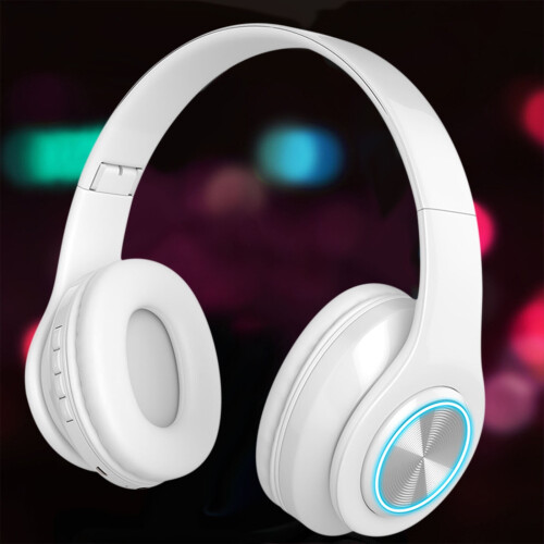 Jacenvly Bluetooth headphones wireless foldable with LED 1