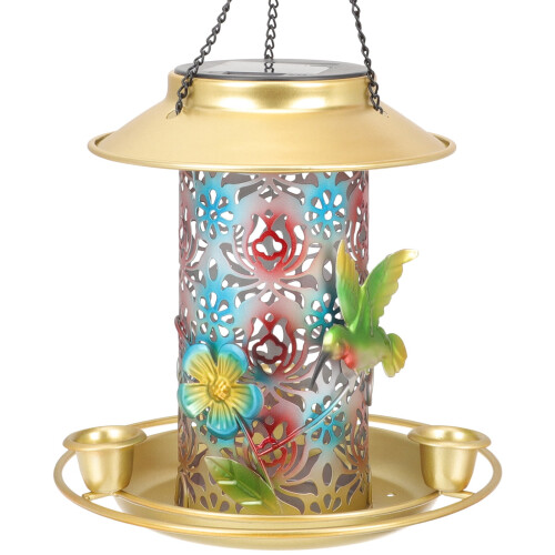 Hummingbird feeder solar-powered hanging 1 piece